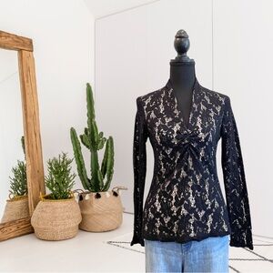 Kay Celine Long Sleeve Lace V-Neck Top